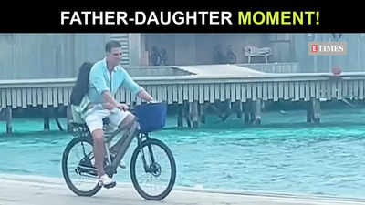Twinkle Khanna shares unseen video of Akshay Kumar enjoying a cycle ride with daughter Nitara in Maldives