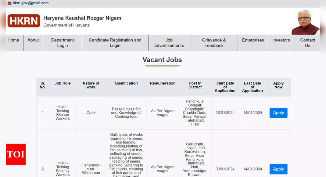 Haryana Kaushal Rozgar Nigam HKRN recruitment 2024 registration begins