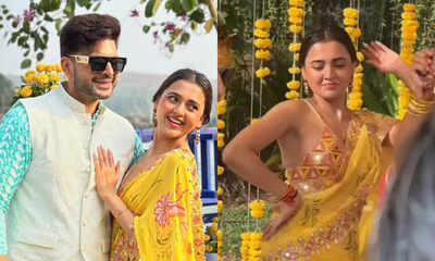 Karan Kundrra captures ladylove Tejasswi Prakash dancing at a friend’s haldi ceremony; watch