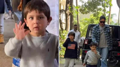 Kareena Kapoor Khan and Saif Ali Khan's son Jeh wins the internet as he waves at the paparazzi and it's the cutest thing you will see today - WATCH video