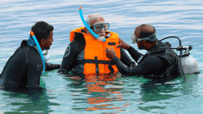 PM Modi enjoys snorkelling in Lakshadweep, shares pics of his 'exhilarating experience' in pristine blue waters