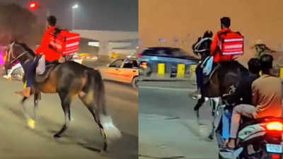 Innovative! Zomato agent delivers food riding on a horseback, watch viral video