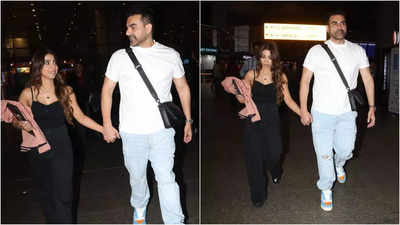 Newlyweds Arbaaz Khan and Shura Khan return to Mumbai after celebrating New Year's Eve in Dubai