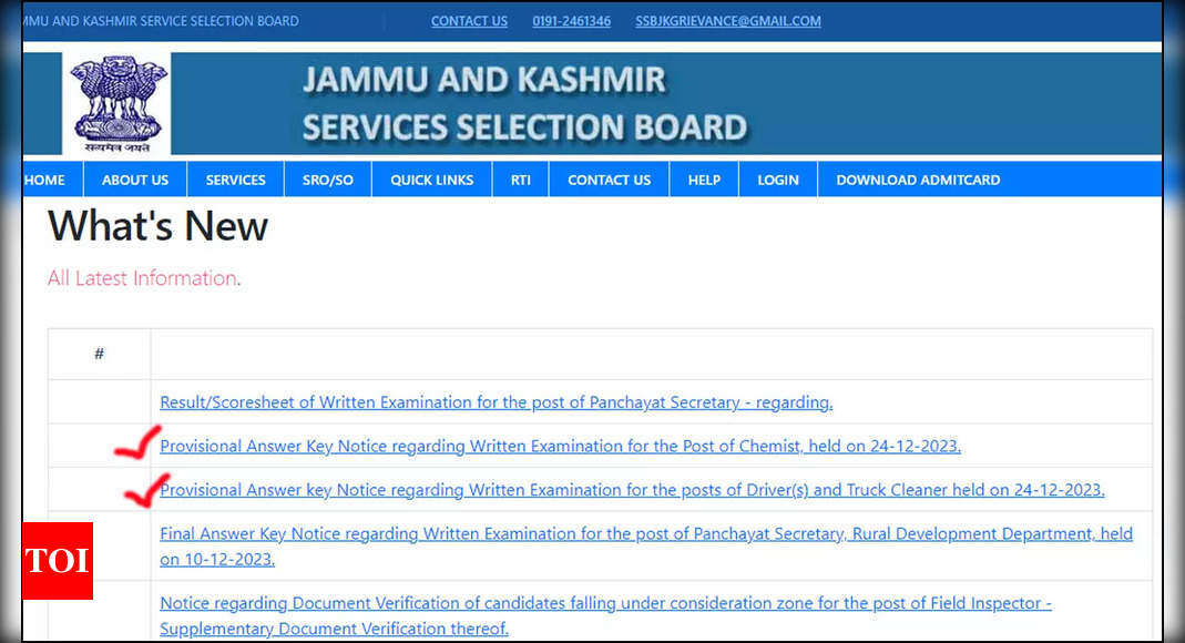 JKSSB ASO 2024: Answer key released at jkssb.nic.in; Direct link to download