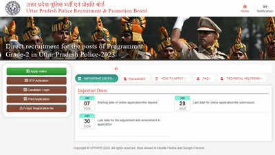 UP Police SI, ASI, and Programmer Recruitment 2024: Registration links ...