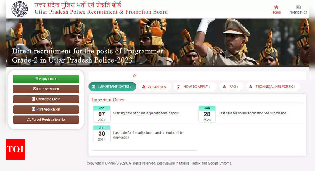 UP Police SI, ASI, and Programmer Recruitment 2024: Registration links for 1906 vacancies active now; Apply here