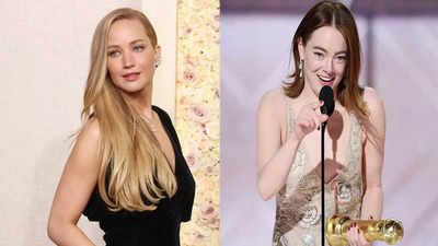 2024 Golden Globes: Jennifer Lawrence's playful antics before Emma Stones' Best Actress win, leaves the internet in splits