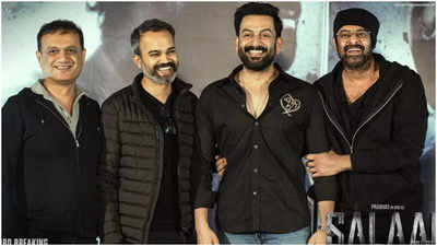 Prithviraj Sukumaran joins Prabhas and Prashanth Neel as team 'Salaar' celebrate the success of the film at the box office