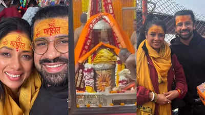Anupamaa's mother-son duo Rupali Ganguly and Aashish Mehrotra seek blessings at Ujjain's Mahakal temple