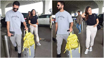 Shahid Kapoor and Mira Rajput turn heads at the airport with their stylish looks