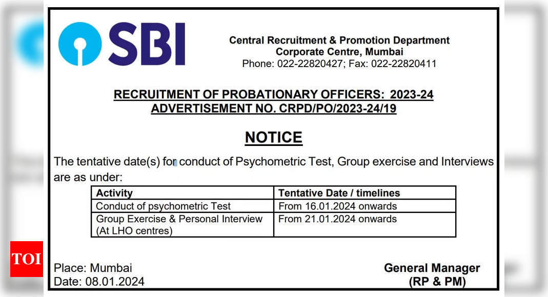 SBI PO 2023 dates announced for Psychometric Test, Group Exercise and Interviews; check schedule here