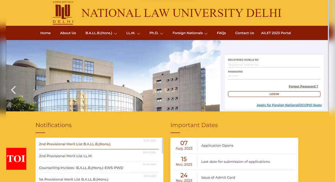 NLU Delhi Announces AILET 2024 BA LLB Second Seat Allotment Results ...