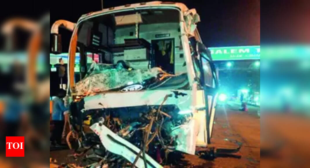 Omni Bus: 11 Injured As Omni Bus Rams Container Truck Near Sankari