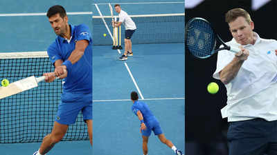 Watch: Novak Djokovic plays cricket, Steve Smith enjoys tennis with Australian Open champion