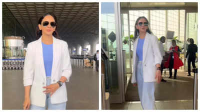 Rakul Preet Singh REACTS to her wedding reports with Jackky Bhagnani as she makes a stylish appearance at the airport - WATCH video