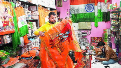Saffron Flags: Flying Off Shelves: Saffron Flags, Hanuman Shirts, Caps