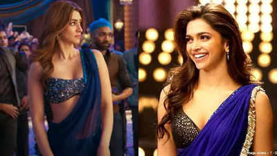 Kriti Sanon's blue saree look in 'Laal Peeli Akhiyaan' gets compared to Deepika Padukone's 'Batameez Dil' attire