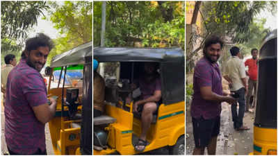 Watch: Dhyan Sreenivasan arrives in an auto for the dub session of ‘Varshangalkku Shesham’