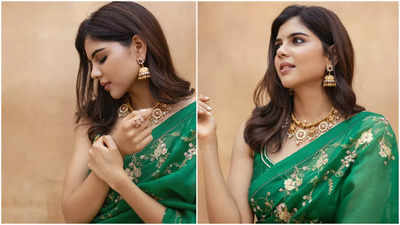 Kalyani Priyadarshan mesmerizes in a vibrant green saree, sparking praises for Pongal winner look