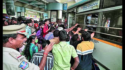Sankranti rush at bus & rail stns, traffic crawls across Hyderabad