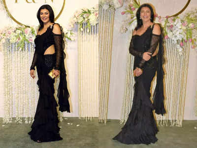 ​Sushmita Sen proved black saris are timeless at Ira Khan-Nupur Shikhare's reception