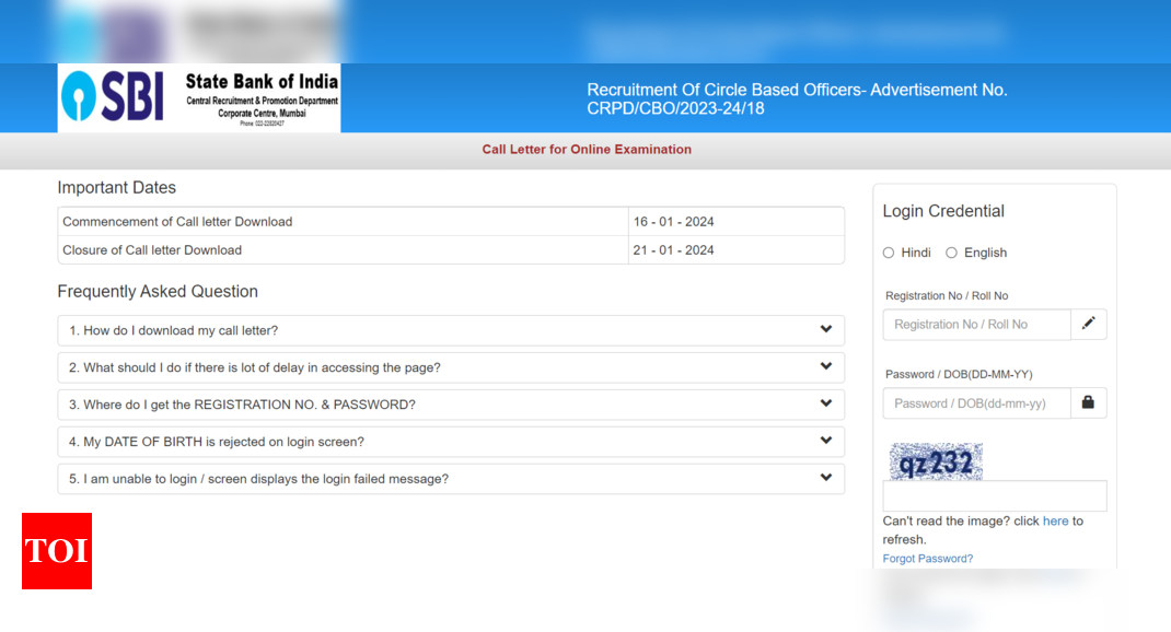 Download SBI CBO 2023 Exam Admit Card at sbi.co.in |