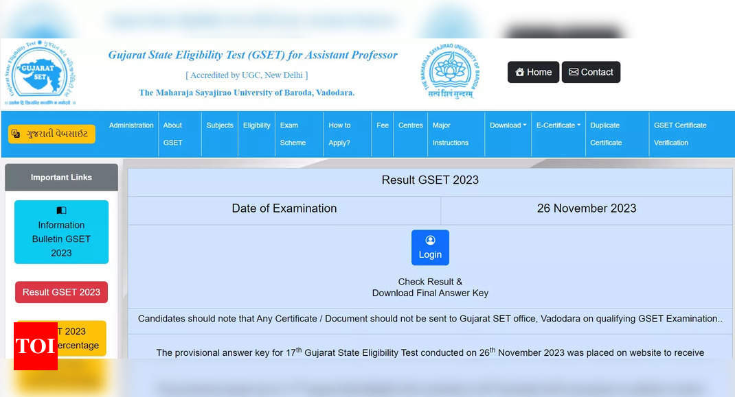 GSET Result 2023 declared at gujaratset.in, download scorecard here