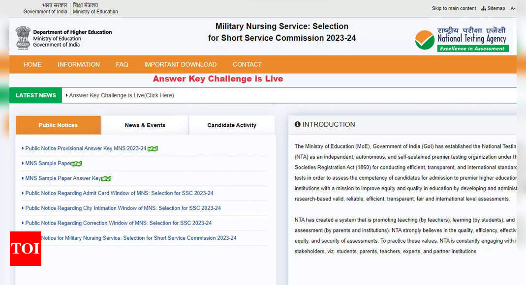 NTA Releases MNS Answer Key 2024: Candidates Invited to Challenge |