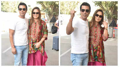 Randeep Hooda and Lin Laishram make a stylish entry at airport as they leave for Ayodhya for the Ram temple inauguration - See photos