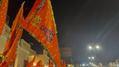 Ayodhya skyline imbued with saffron as flags dot buildings