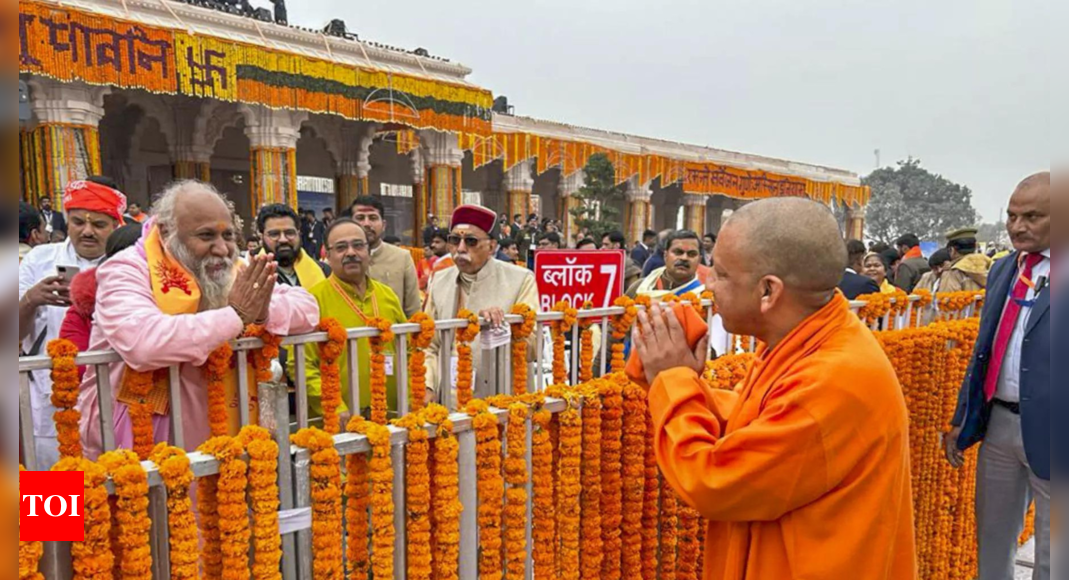 Blessed and happy to be here: Devotees, seers celebrate in Ayodhya, reach in large numbers for ‘Pran Pratishtha’ | India News