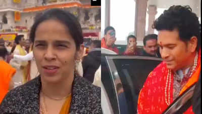 Watch - From Sachin Tendulkar to Saina Nehwal: Sports icons reach Ram Temple premises ahead of 'Pran Pratishtha' ceremony