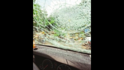 Bengaluru: Miraculous escape for family after miscreants throw stones at vehicle