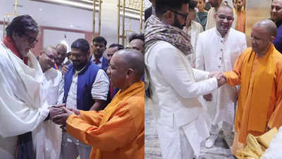 Amitabh Bachchan, Abhishek Bachchan bond with UP CM Yogi Adityanath at Ram Mandir consecration ceremony, the latter shares PICS