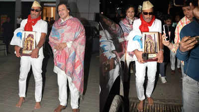 Jackie Shroff goes to Ayodhya bare-foot, returns with Lord Ram’s idol and poses with Vivek Oberoi at the airport - WATCH video