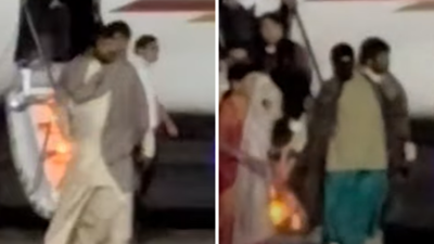 Chiranjeevi and Ram Charan reach Hyderabad in private jets after Ayodhya celebrations