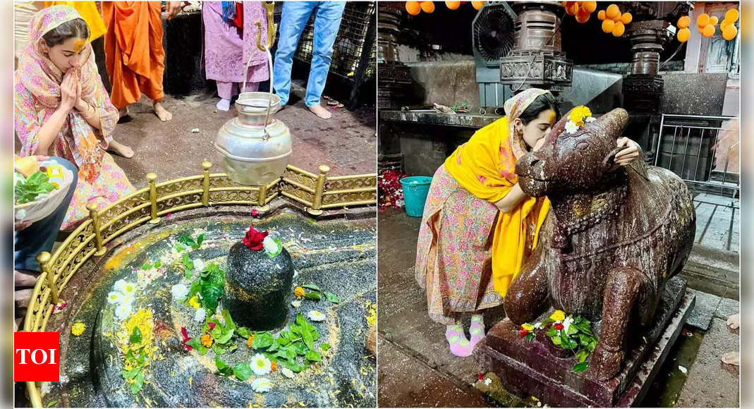 Sara Ali Khan visits Grishneshwar Jyotirlinga temple, offers prayers to the holy shrine of Lord Shiva | Hindi Movie News