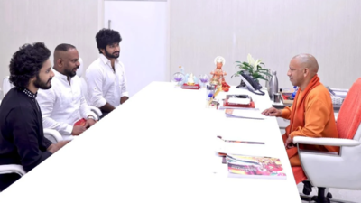 'Hanu Man' creators Prasanth Varma and Teja Sajja meet UP CM Yogi to discuss the film's cultural impact on youth