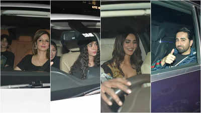 Hrithik Roshan's ex-wife Sussanne Khan and their sons, girlfriend Saba Azad, family members and celebs arrive for Fighter screening at YRF Studios