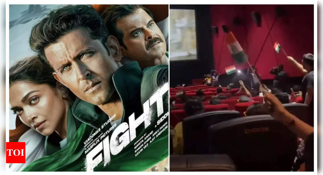 ‘Fighter’: Fans wave tricolour flag inside cinema halls as they watch the Hrithik Roshan and Deepika Padukone starrer |