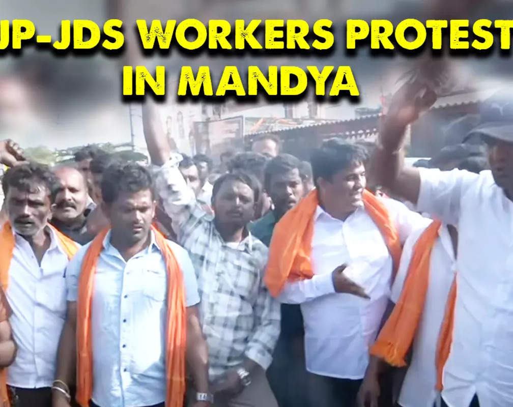 
Karnataka: Protesting BJP-JDS workers raise ‘Jai Shree Ram’ slogans amid Hanuman flag row in Mandya
