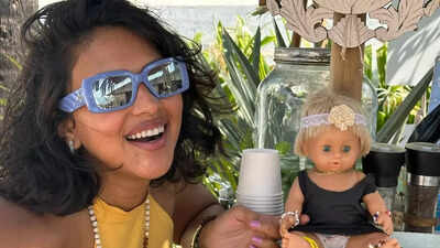 Amala Paul and Jagat Desai play tic tac toe to guess their baby's