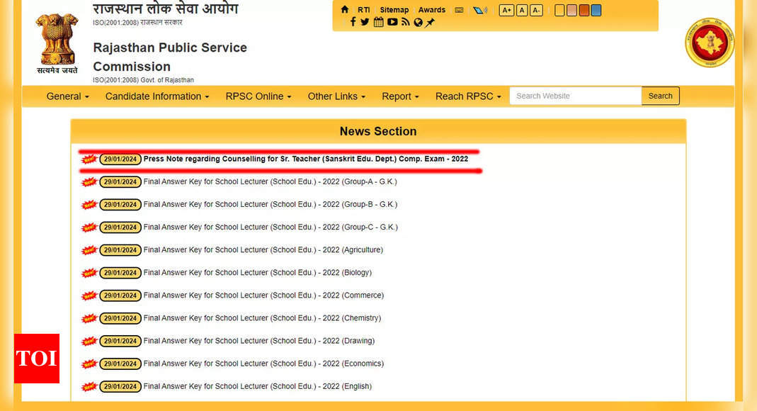 RPSC School Lecturer 2024 Final Answer Key and Marks Released – rpsc.rajasthan.gov.in |