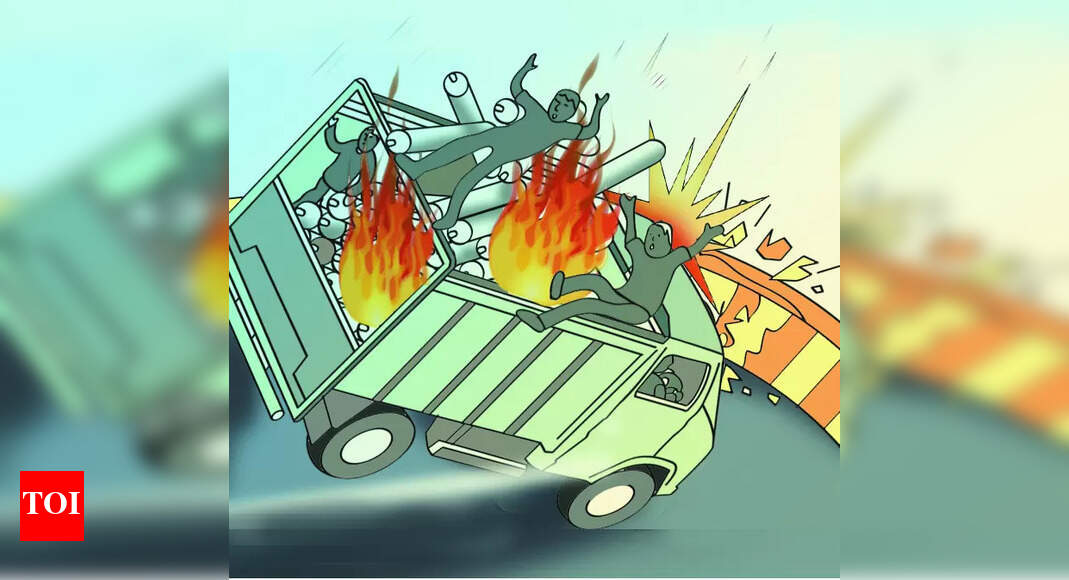 Oxygen Cylinder Explodes On Moving Truck, Two Dead | Ahmedabad News ...