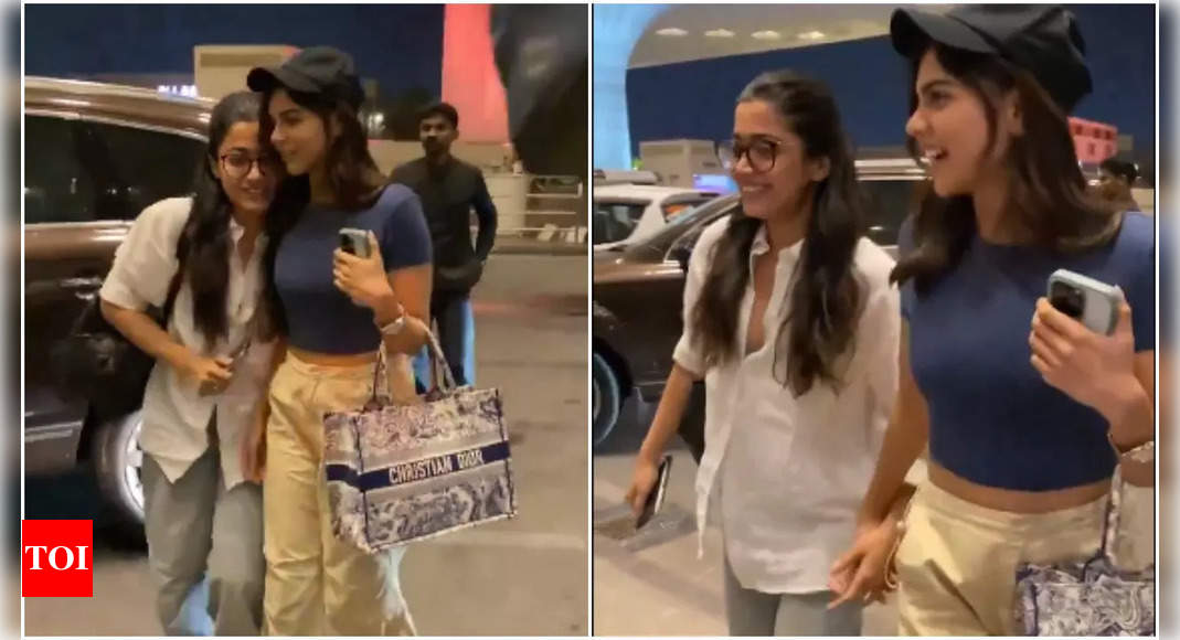 Rashmika Mandanna and Kalyani Priyadarshan at Mumbai Airport | Playful ...