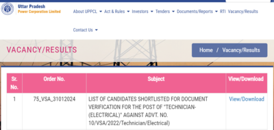 UPPCL Technician recruitment 2024 result OUT for 891 posts at uppcl.org; here's the direct link to check