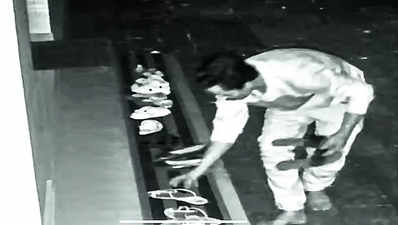 Caught on cam: The thief who loves ladies footwear