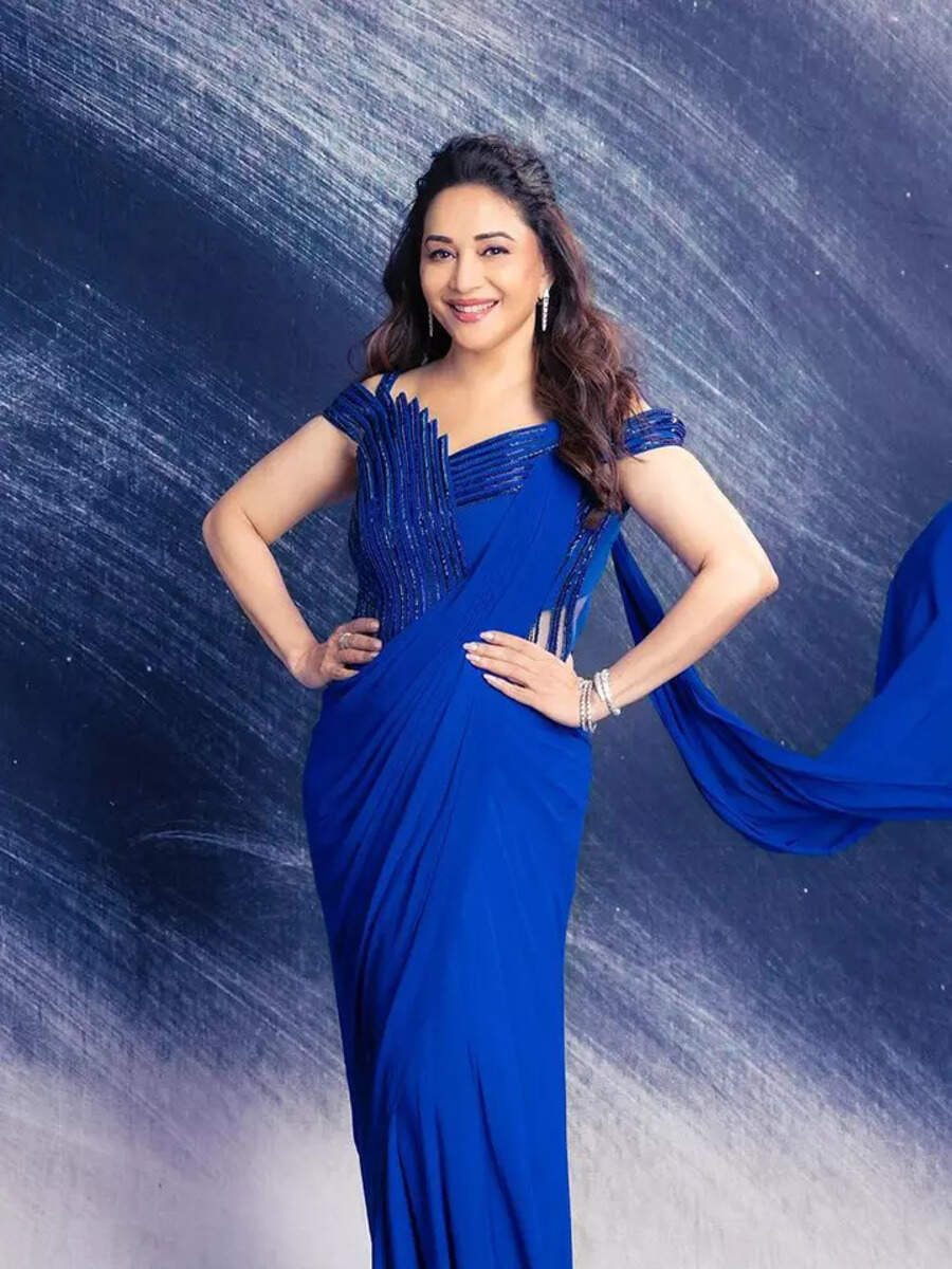 Madhuri Dixit adds a contemporary twist to traditional draping | Times ...