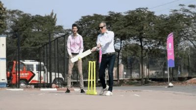 US ambassador Eric Garcetti plays gully cricket with women cricketers in Jaipur