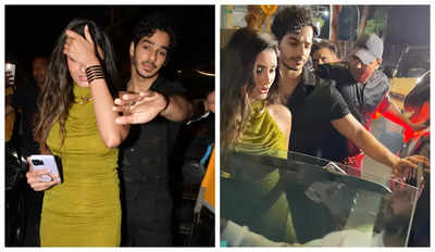 Ishaan Khatter plays the protective boyfriend on date night with Chandni Bainz at Teri Baaton Mein Aisa Uljha Jiya screening - Pics